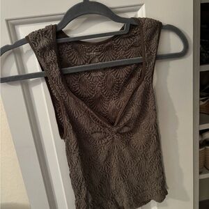 Elegant Brown Lace Sleeveless Top